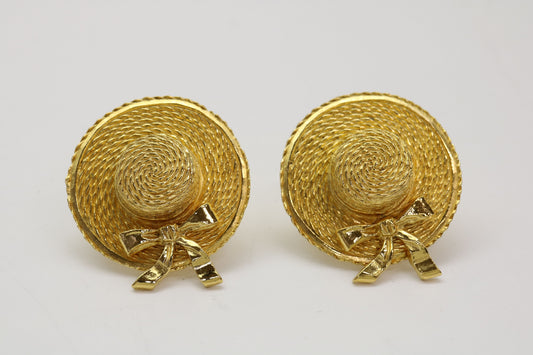 CHANEL straw hat earrings