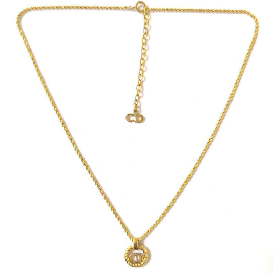 Dior CD Logo Circle Gold Vintage Necklace
