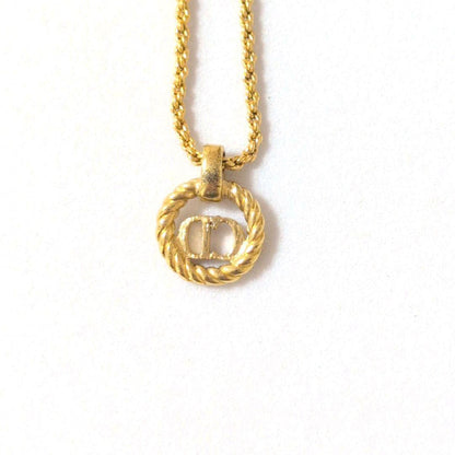 Dior CD Logo Circle Gold Vintage Necklace