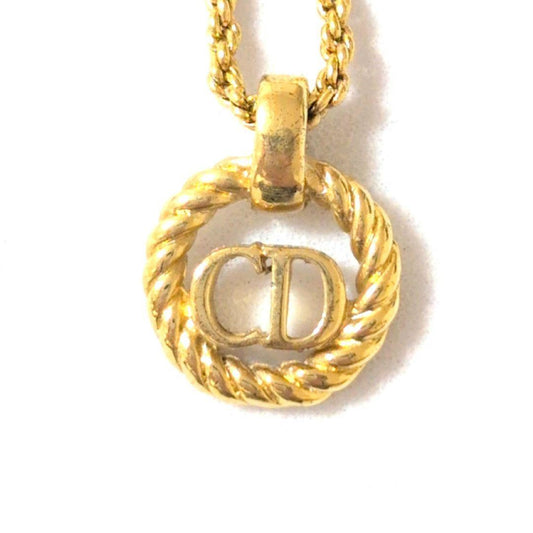 Dior CD Logo Circle Gold Vintage Necklace