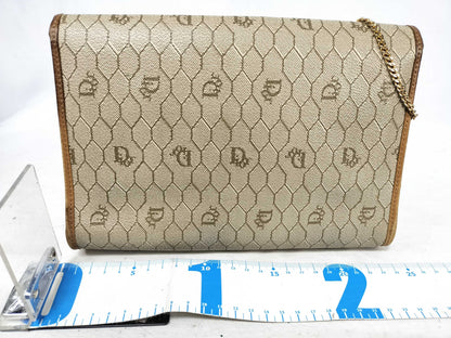 Dior Chain Bag Honeycomb Pattern PVC Beige Shoulder Bag