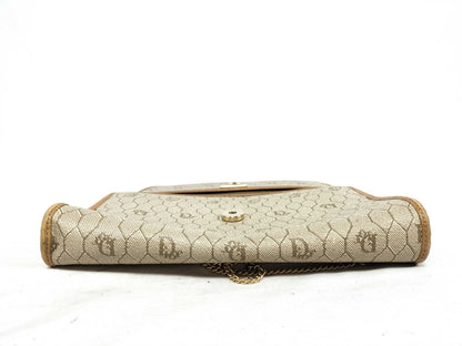 Dior Chain Bag Honeycomb Pattern PVC Beige Shoulder Bag