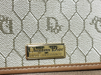 Dior Chain Bag Honeycomb Pattern PVC Beige Shoulder Bag