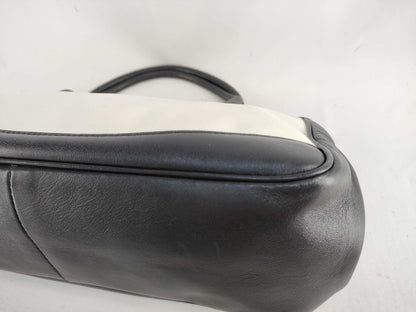 GUCCI 92726 Handbag, Plain Canvas x Leather, White/Black