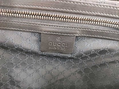 GUCCI 92726 Handbag, Plain Canvas x Leather, White/Black