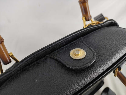 GUCCI Bamboo Gucci Shoulder Bag/Handbag 2-Way Bamboo Suede Black Handbag