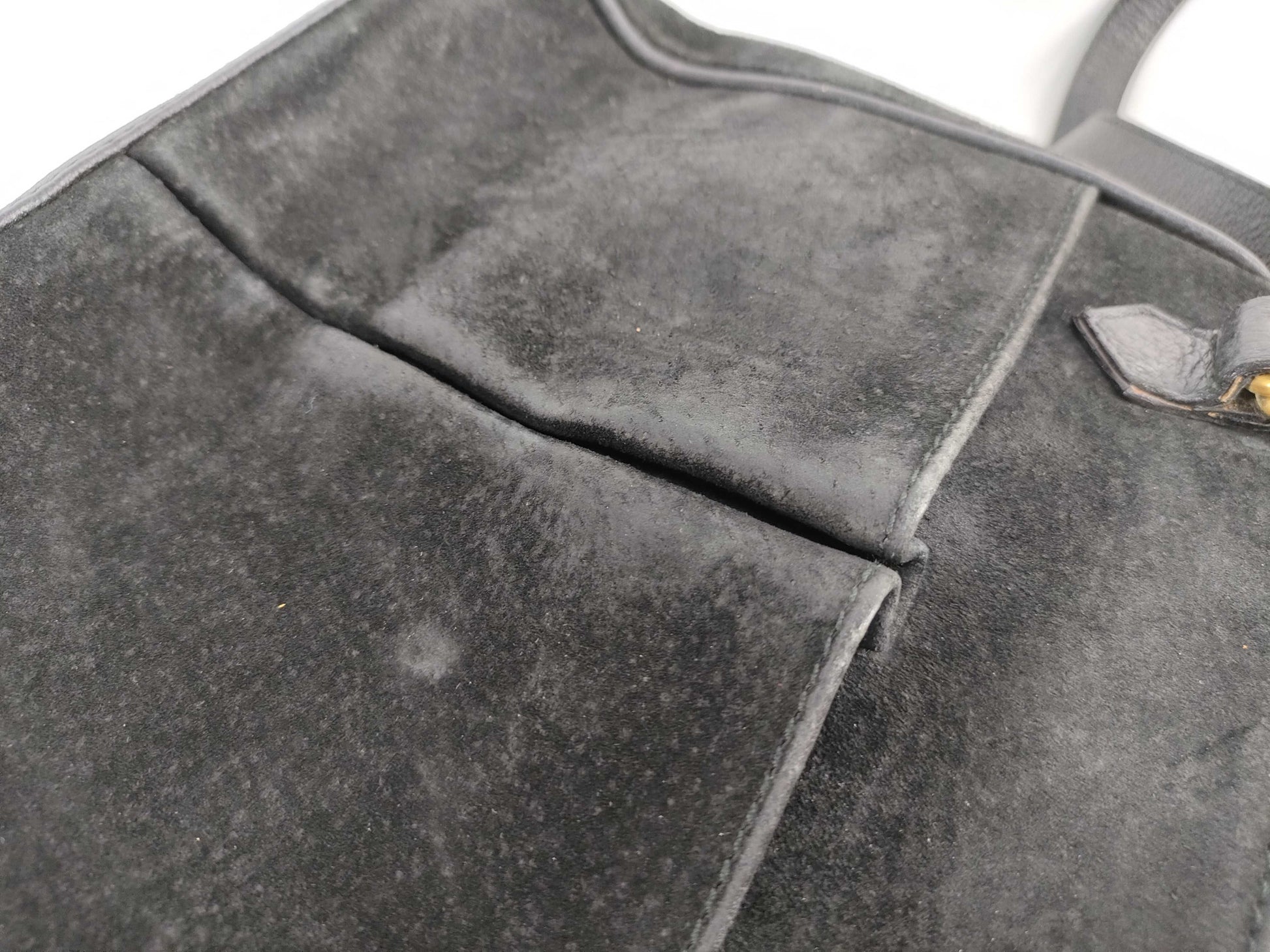 GUCCI Bamboo Gucci Shoulder Bag/Handbag 2-Way Bamboo Suede Black Handbag