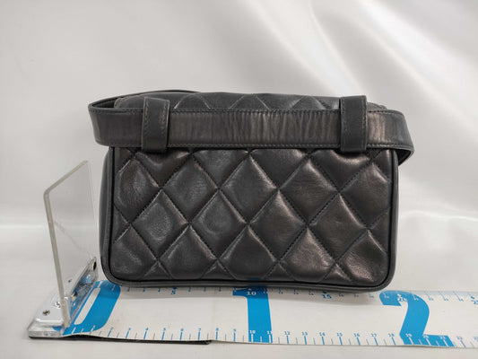 CHANEL Matelasse Waist Pouch, Belt Bag, Black, No Seal
