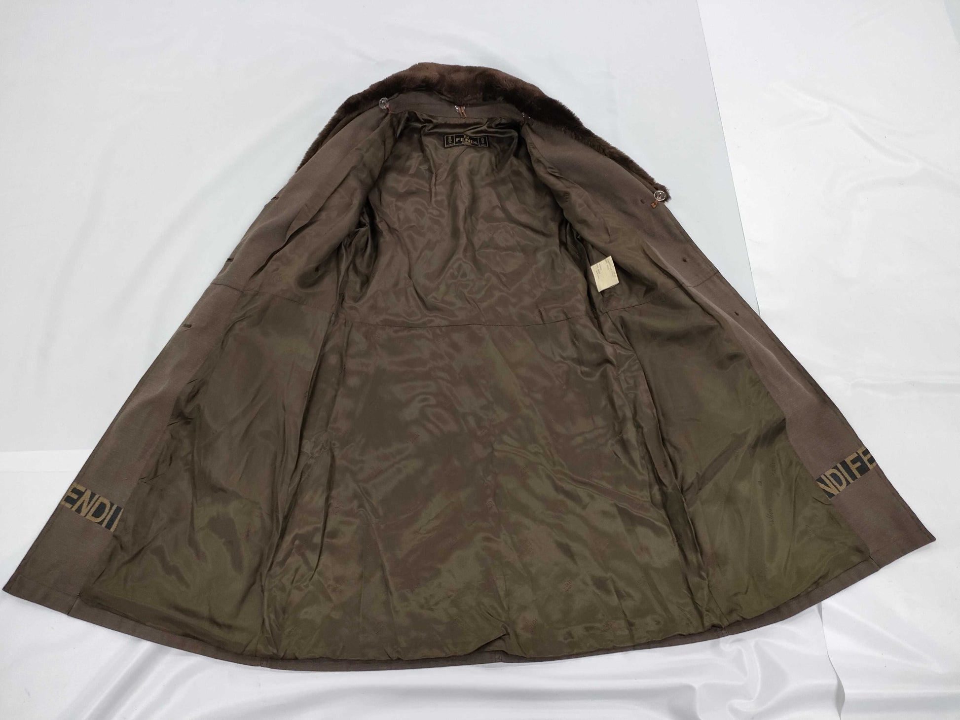 FENDI Fendi Fur Logo Brown Trench Coat Size 42 Coat