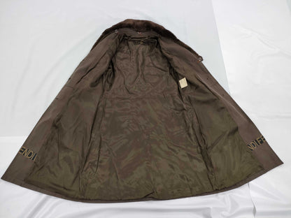 FENDI Fendi Fur Logo Brown Trench Coat Size 42 Coat