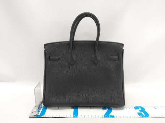 HERMES Birkin 25 Togo Black Stainless Steel Handbag with L Stamp