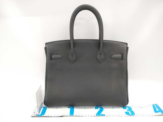 HERMES Birkin 30 Togo Black Stainless Steel Handbag with C Stamp and Silver Hardware