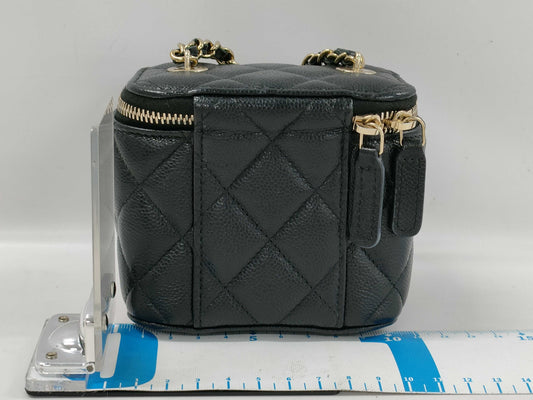 CHANEL Vanity Black x Gold Caviar Skin Shoulder Bag