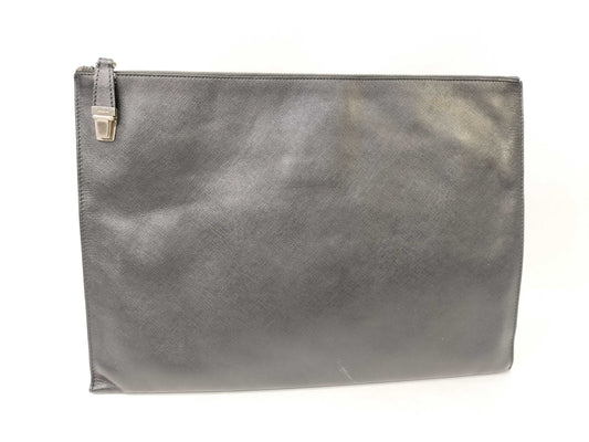 PRADA Saffiano Leather Clutch Bag, Black