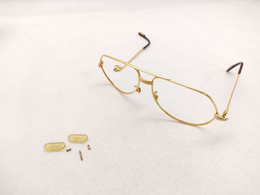  Cartier Gold-Colored Eyeglasses, Screw-Out, Sunglasses/Eyeglasses