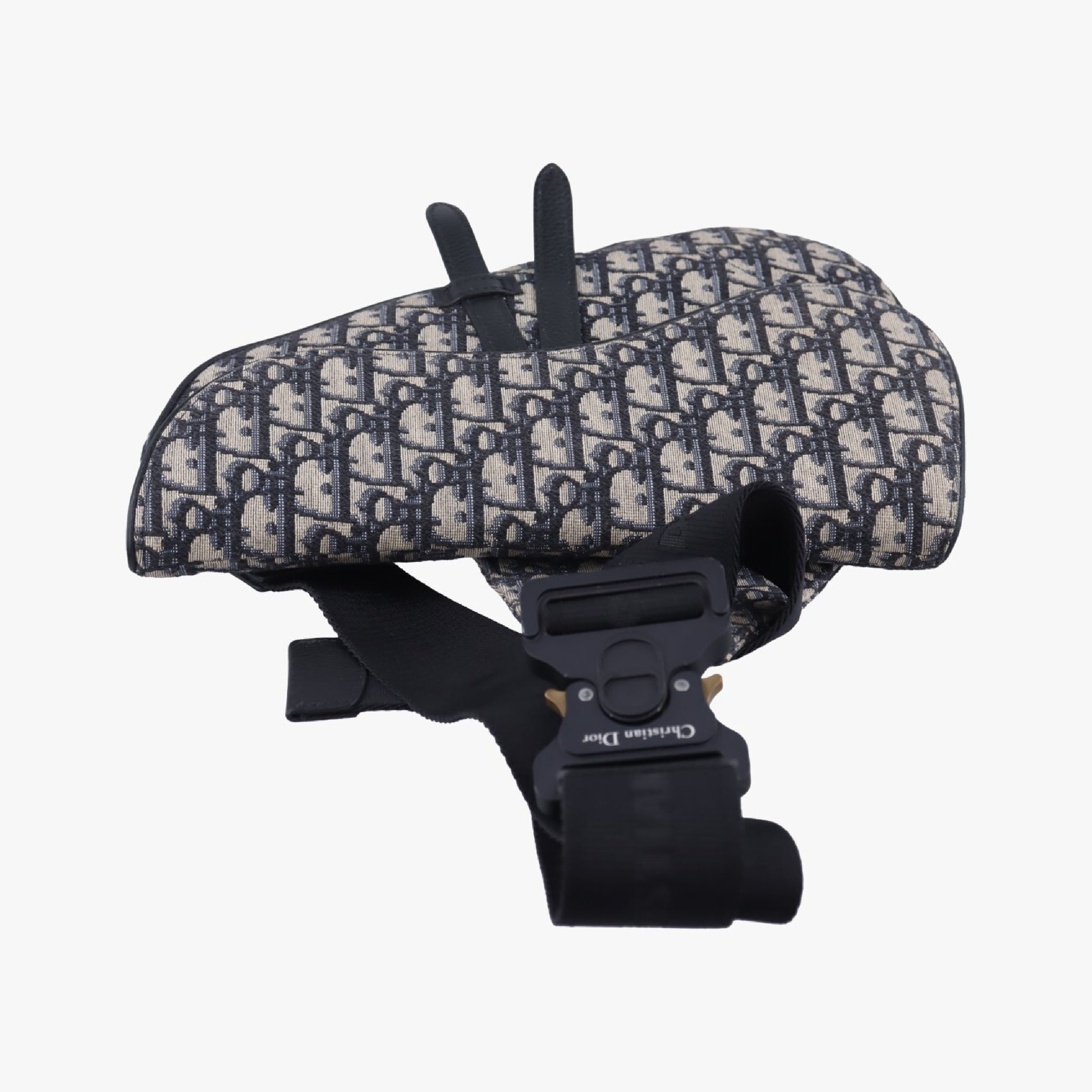 Dior Saddle Bag Gray x Navy Jacquard x Leather 21-BO-1210 Shoulder Bag