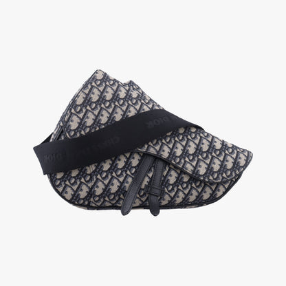 Dior Saddle Bag Gray x Navy Jacquard x Leather 21-BO-1210 Shoulder Bag