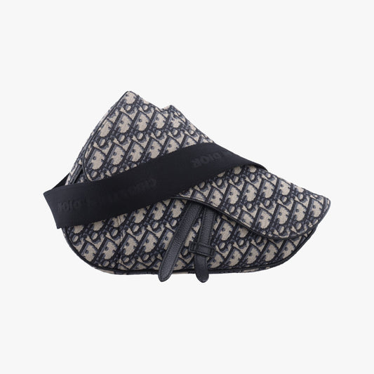Dior Saddle Bag Gray x Navy Jacquard x Leather 21-BO-1210 Shoulder Bag