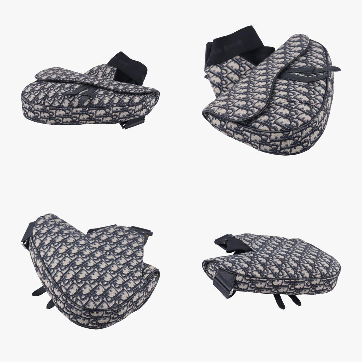 Dior Saddle Bag Gray x Navy Jacquard x Leather 21-BO-1210 Shoulder Bag