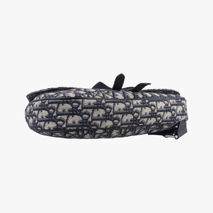 Dior Saddle Bag Gray x Navy Jacquard x Leather 21-BO-1210 Shoulder Bag