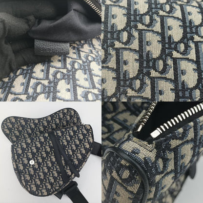Dior Saddle Bag Gray x Navy Jacquard x Leather 21-BO-1210 Shoulder Bag