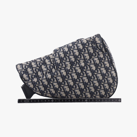 Dior Saddle Bag Gray x Navy Jacquard x Leather 21-BO-1210 Shoulder Bag