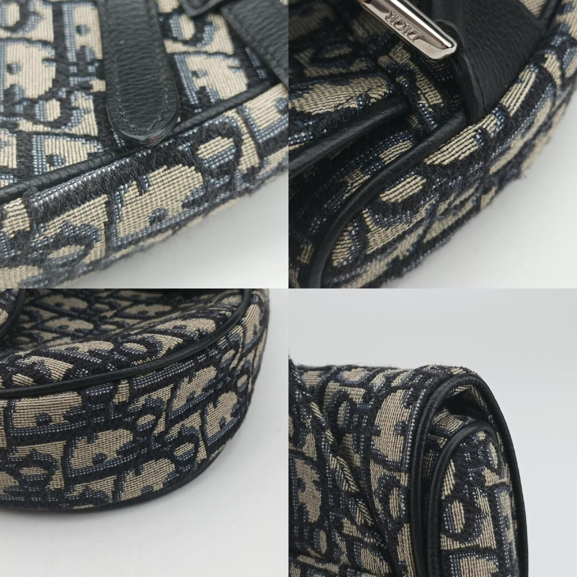 Dior Saddle Bag Gray x Navy Jacquard x Leather 21-BO-1210 Shoulder Bag