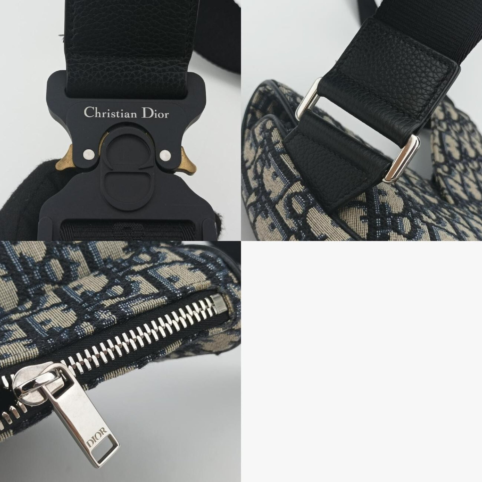 Dior Saddle Bag Gray x Navy Jacquard x Leather 21-BO-1210 Shoulder Bag