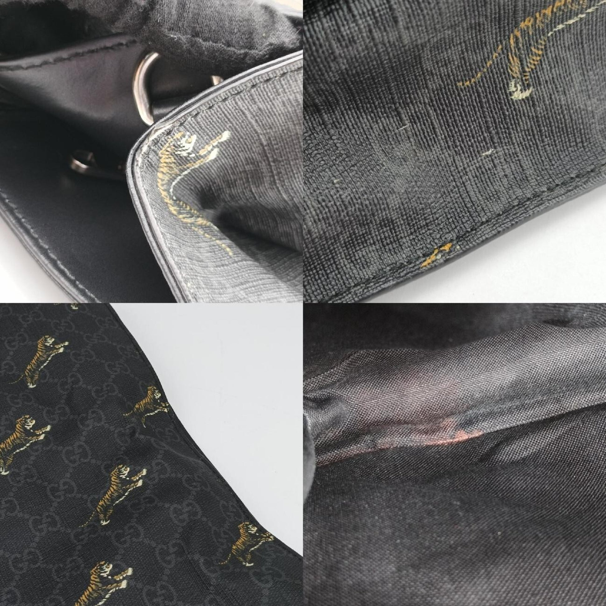 GUCCI GG Supreme Tiger Black x Multi PVC Coated Canvas Shoulder Bag 495559C029271246