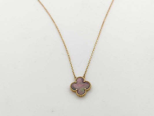 Van Cleef & Arpels Vintage Alhambra Gray Mother-of-Pearl Au750 5.1g Necklace 