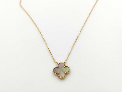 Van Cleef & Arpels Vintage Alhambra Gray Mother-of-Pearl Au750 5.1g Necklace 