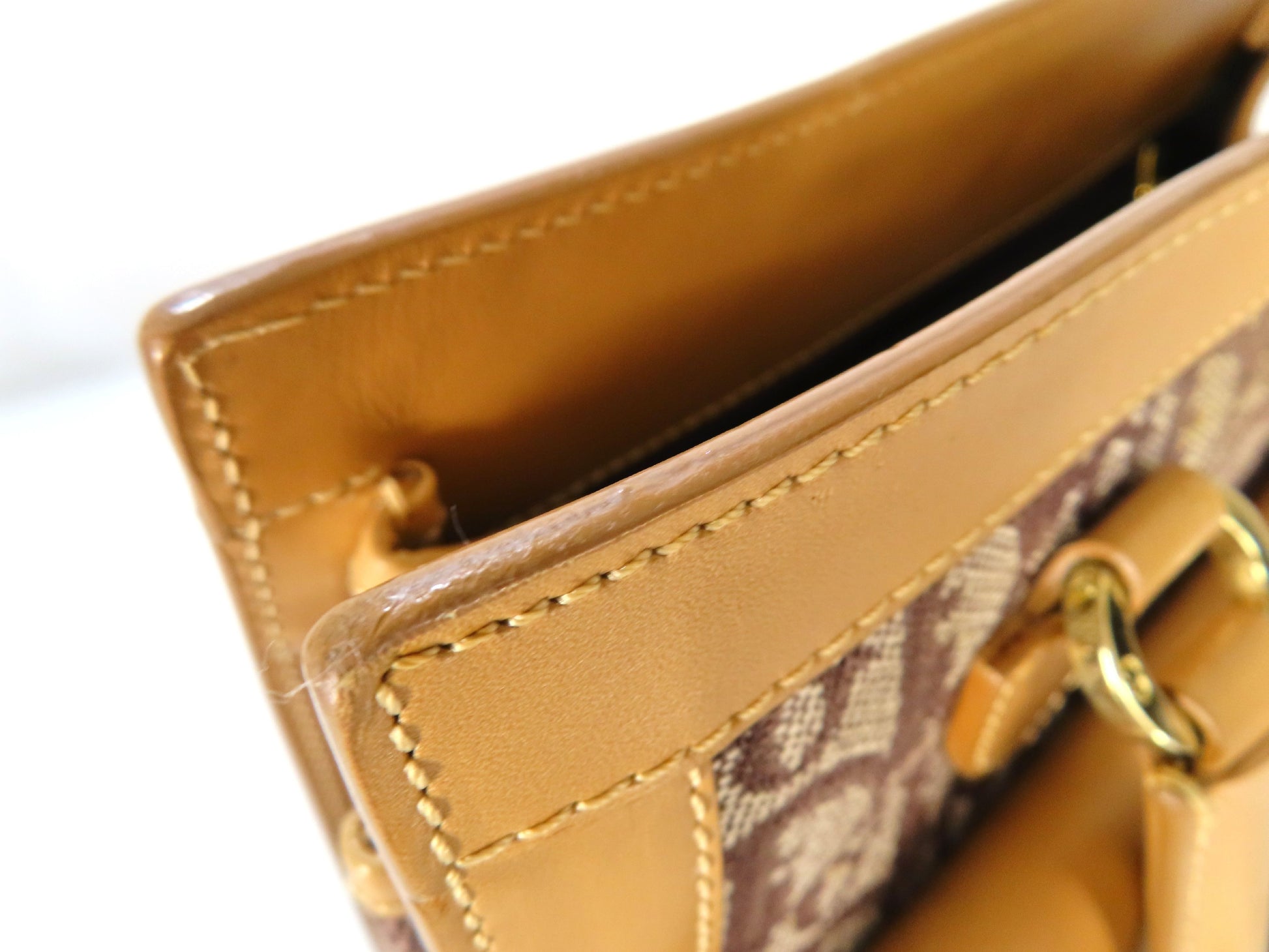 Dior Trotter Trotter Pattern Handbag Brown