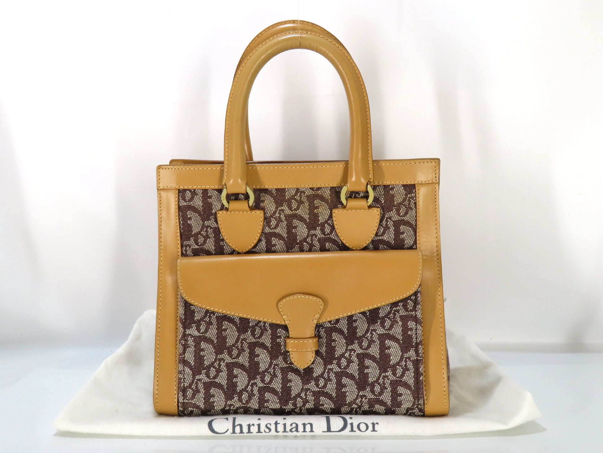 Dior Trotter Trotter Pattern Handbag Brown