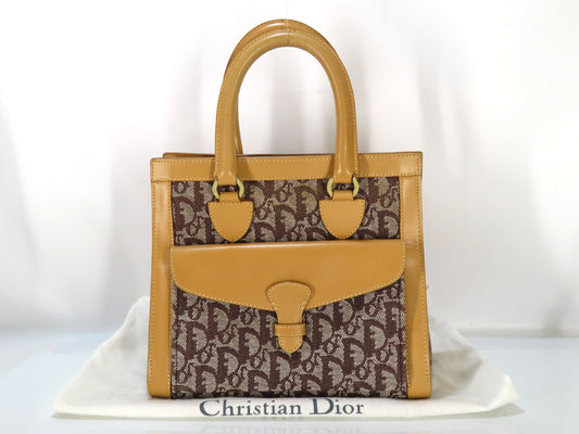 Dior Trotter Trotter Pattern Handbag Brown