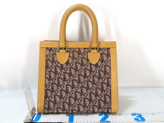 Dior Trotter Trotter Pattern Handbag Brown