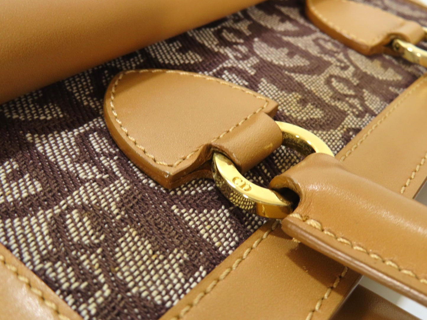 Dior Trotter Trotter Pattern Handbag Brown