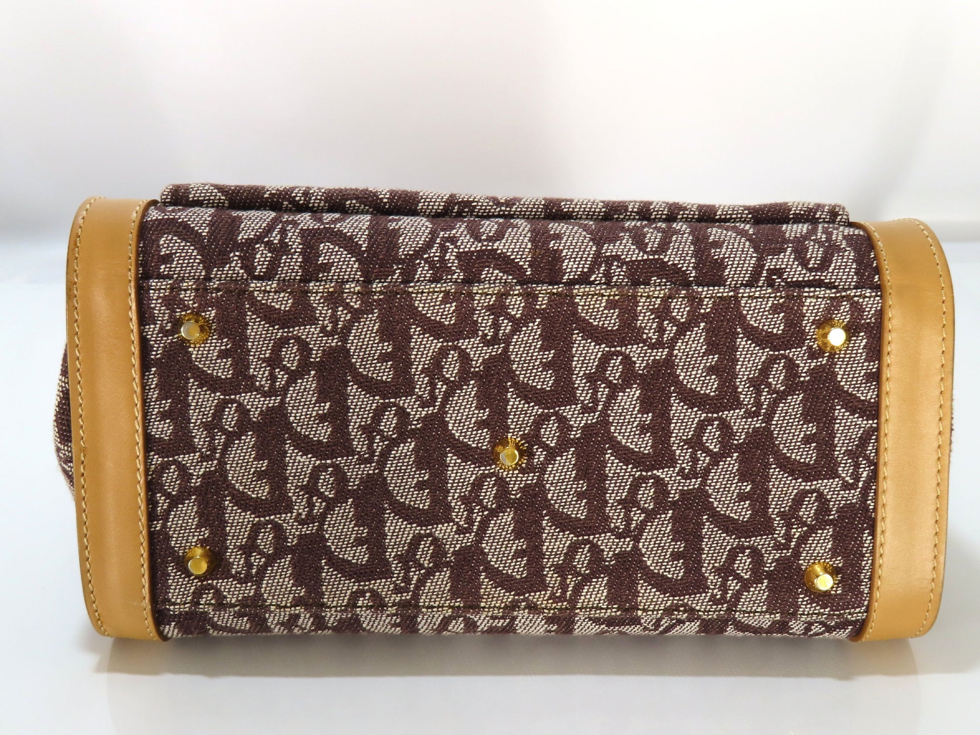 Dior Trotter Trotter Pattern Handbag Brown