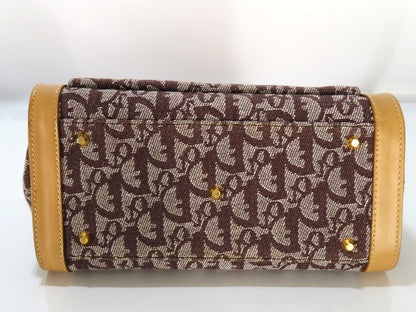 Dior Trotter Trotter Pattern Handbag Brown