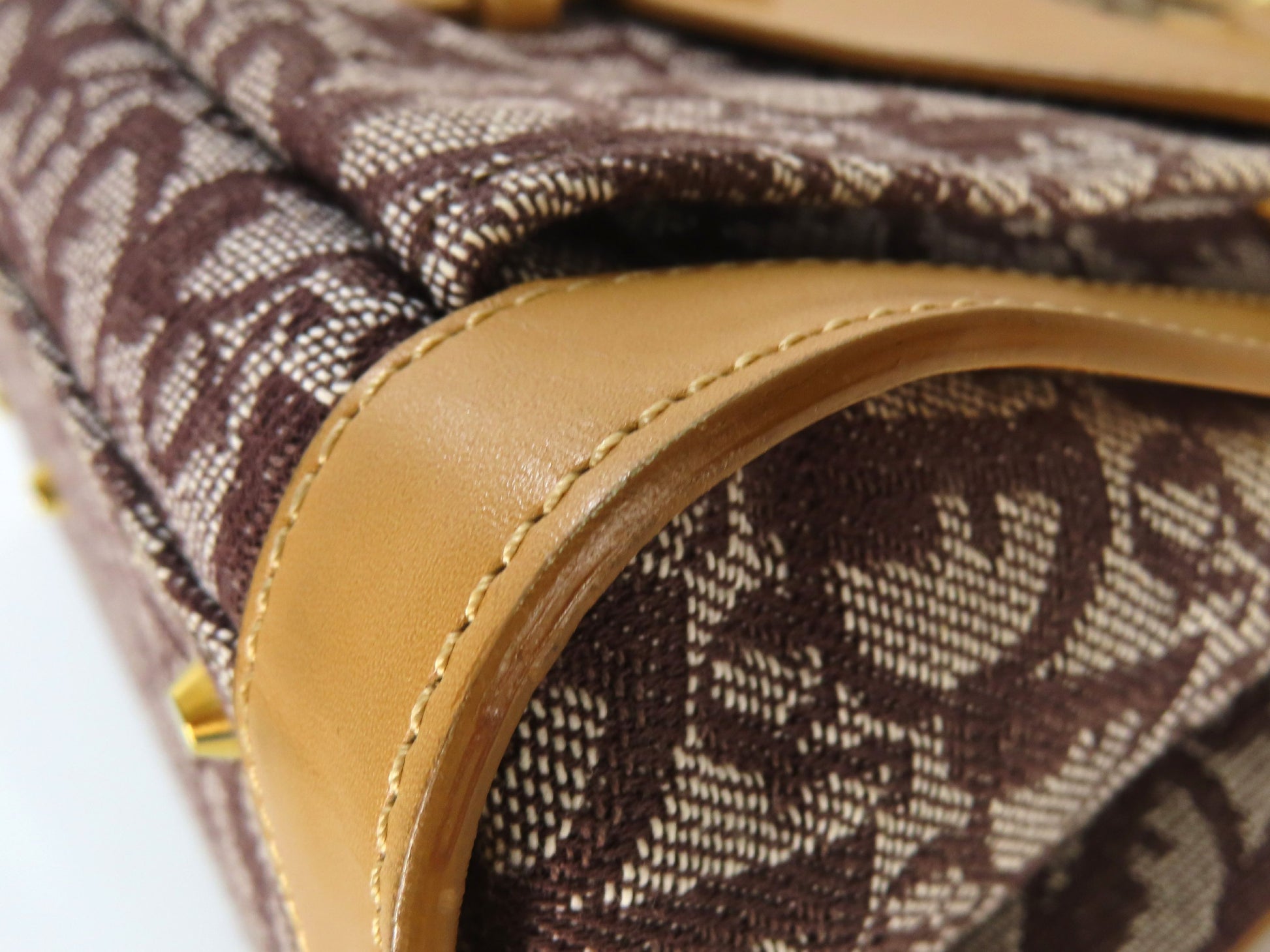 Dior Trotter Trotter Pattern Handbag Brown