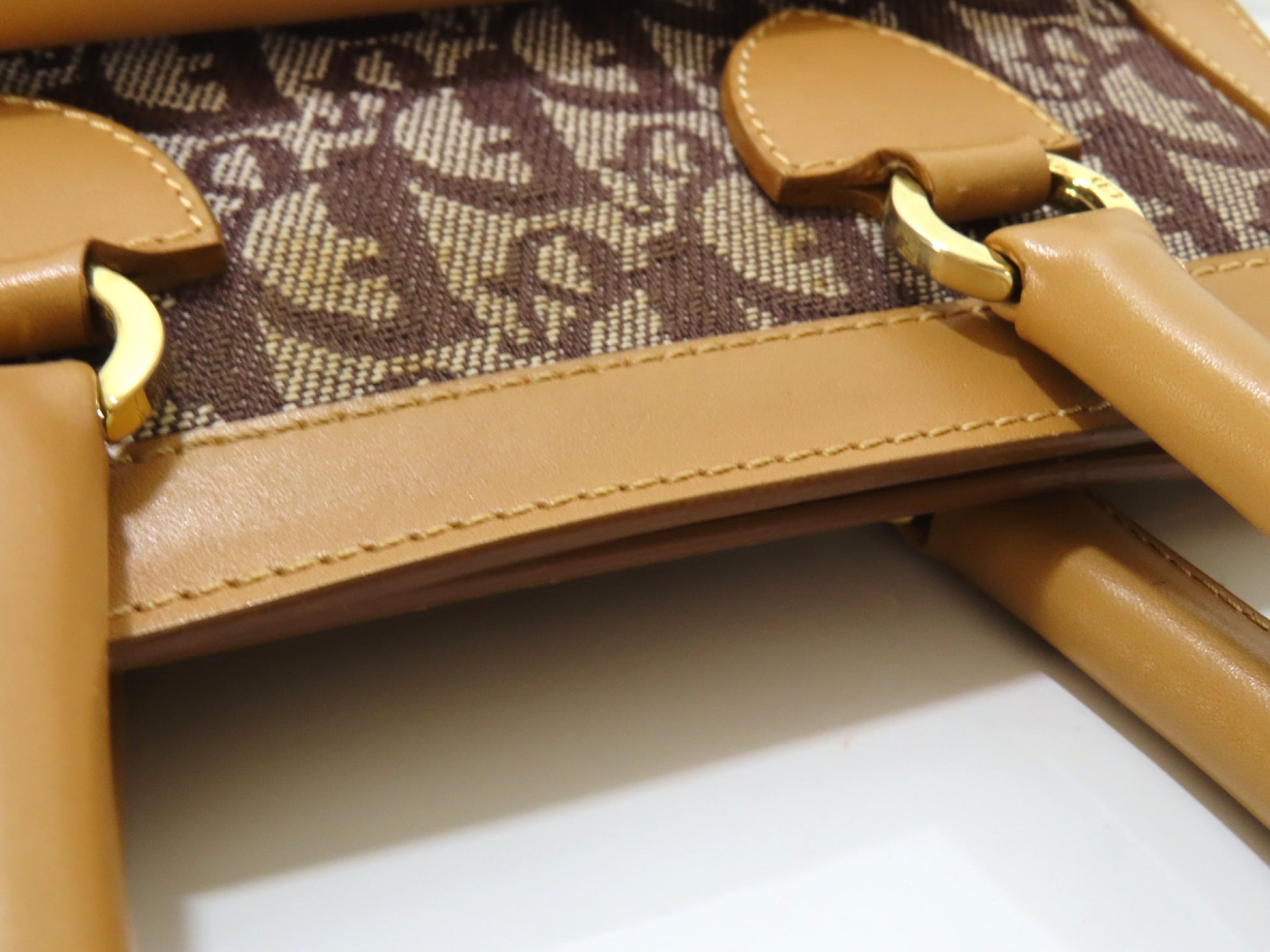 Dior Trotter Trotter Pattern Handbag Brown
