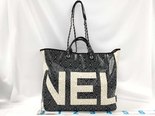 CHANEL Camellia Tote Bag, White and Black