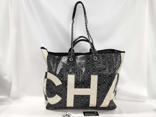 CHANEL Camellia Tote Bag, White and Black