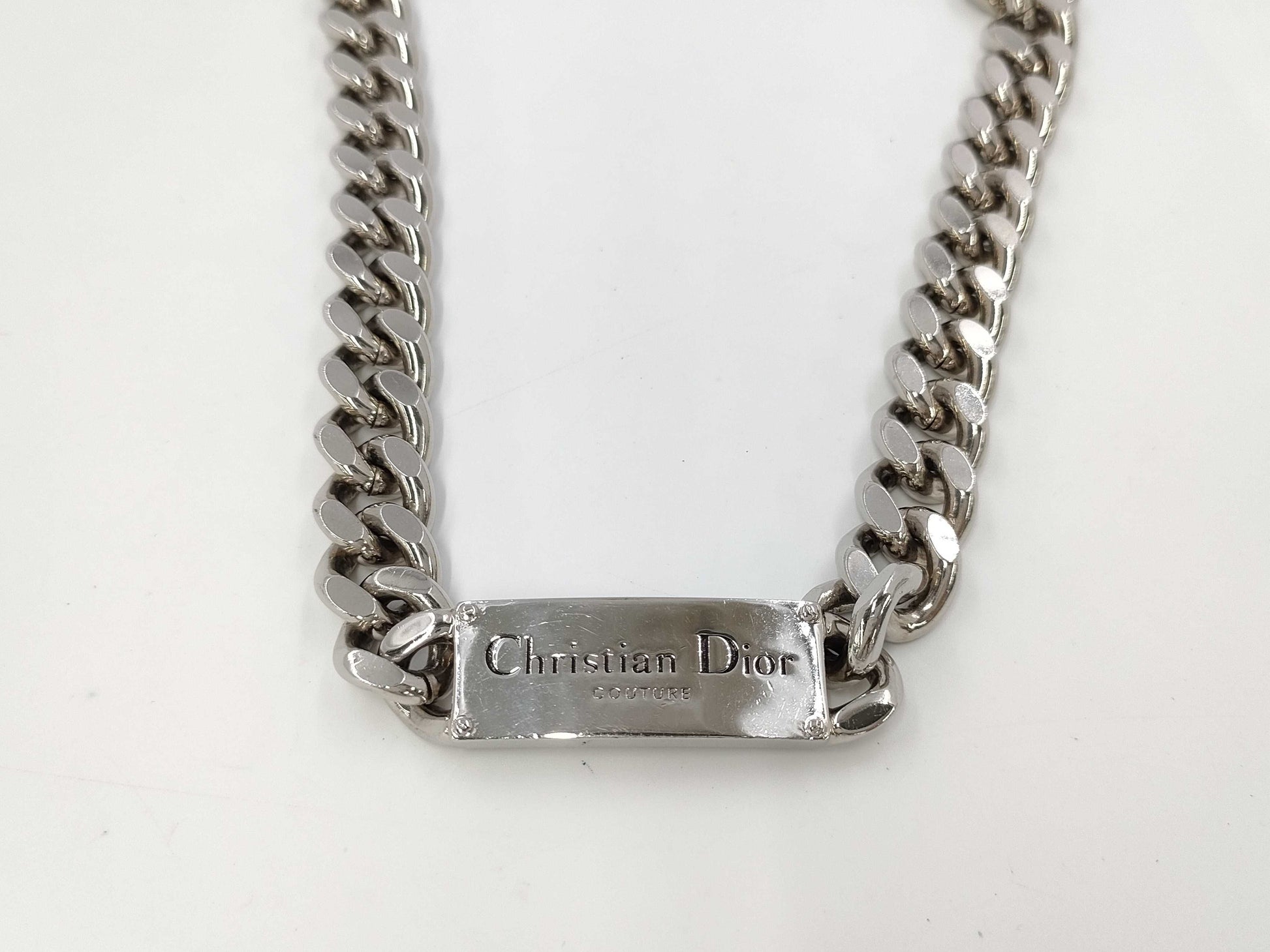 Dior ID Chain Link Necklace Silver Necklace