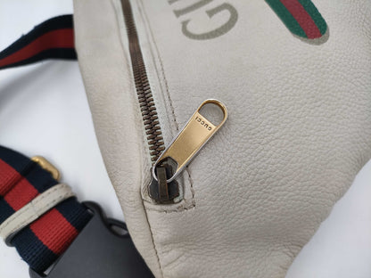 GUCCI 493869 Sherry Line Leather Waist Bag Body Bag