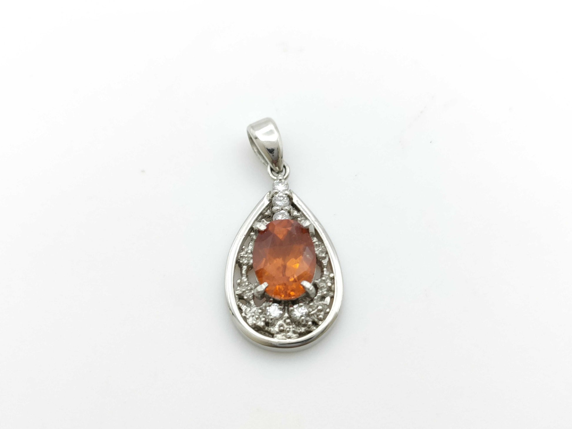 Spessartite Garnet 1.71ct D0.10ct PT900 3.6g Pendant Top 