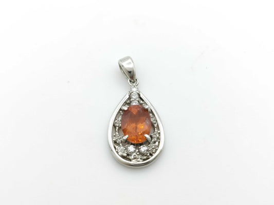 Spessartite Garnet 1.71ct D0.10ct PT900 3.6g Pendant Top 