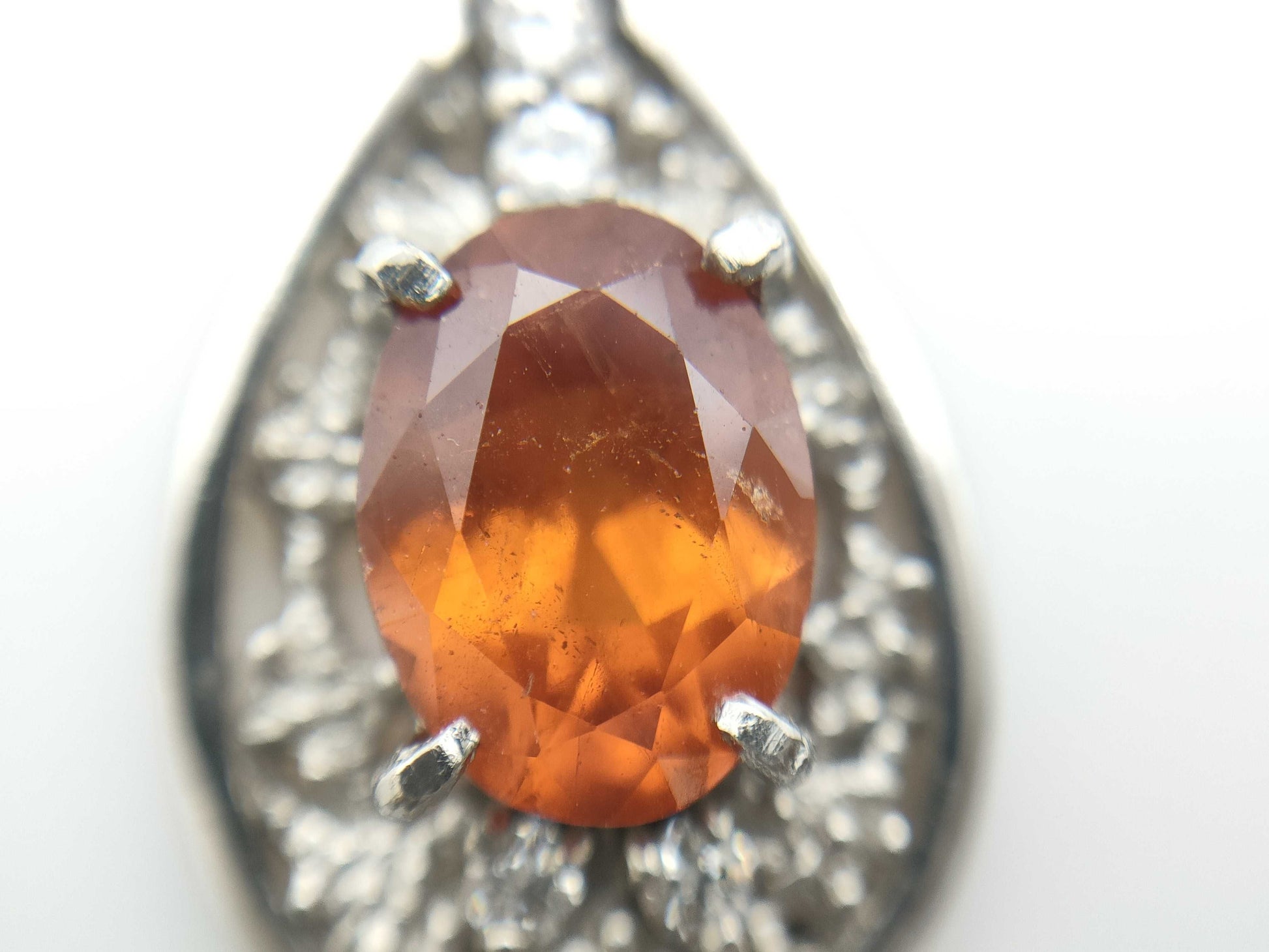 Spessartite Garnet 1.71ct D0.10ct PT900 3.6g Pendant Top 