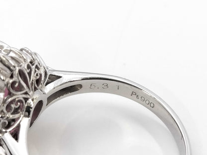5.31ct colored stone, 0.44ct diameter, PT900, 8.3g ring 