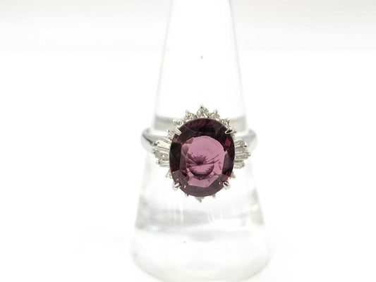 5.31ct colored stone, 0.44ct diameter, PT900, 8.3g ring 