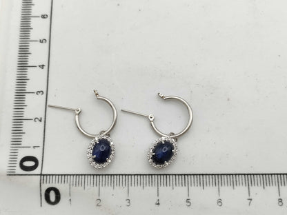 Cabochon Sapphire 2.14/2.27ct D0.16/0.17ct PT900 5.4g Earrings 